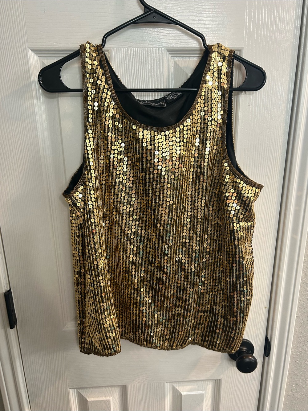 Vintage 80's Jewel Queen gold tank top Sequin Sparkle 1X NWT